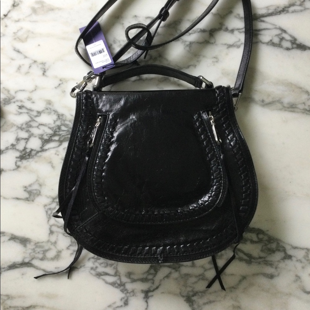 Rebecca Minkoff Black Leather Crossbody Vanity Saddle Bag